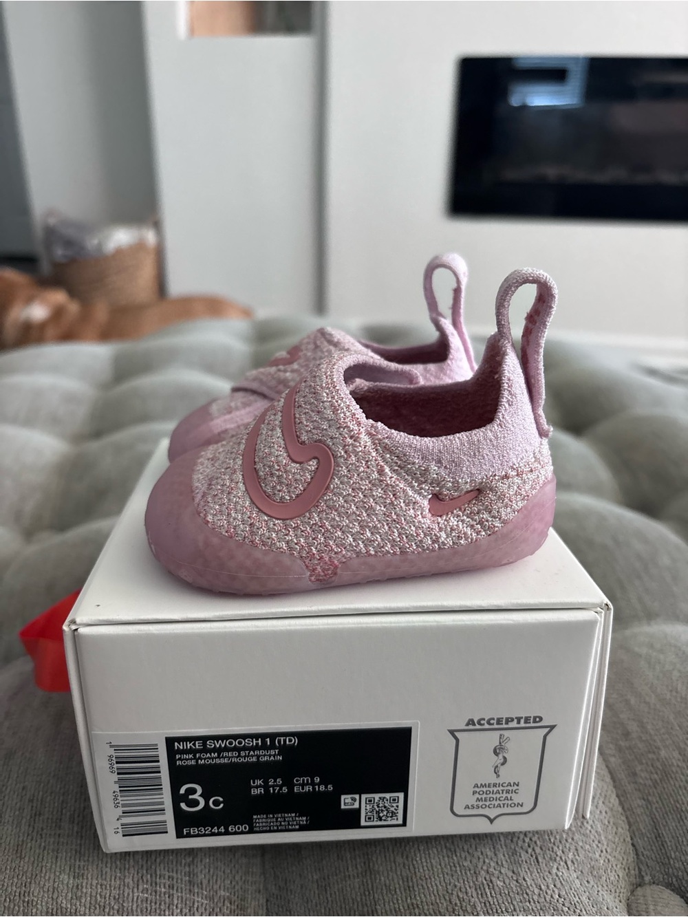 Nike Toddler Pink Slip-On Swoosh Knit Shoes